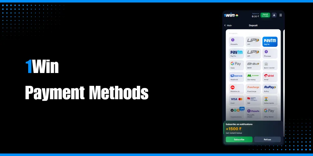 1Win Payment Methods